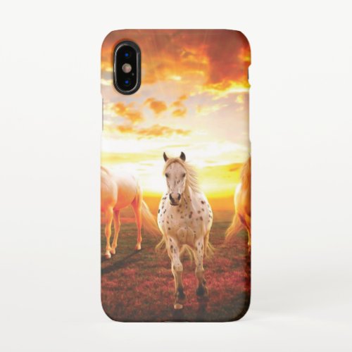 Horses at sunset throw pillow iPhone XS case