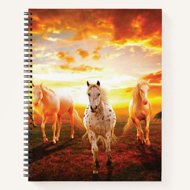 Horses at sunset throw pillow notebook (Front)