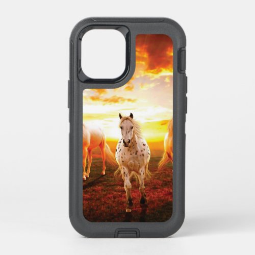 Horses at sunset throw pillow OtterBox defender iPhone 12 mini case
