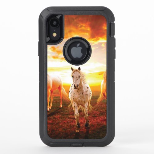 Horses at sunset throw pillow OtterBox defender iPhone XR case