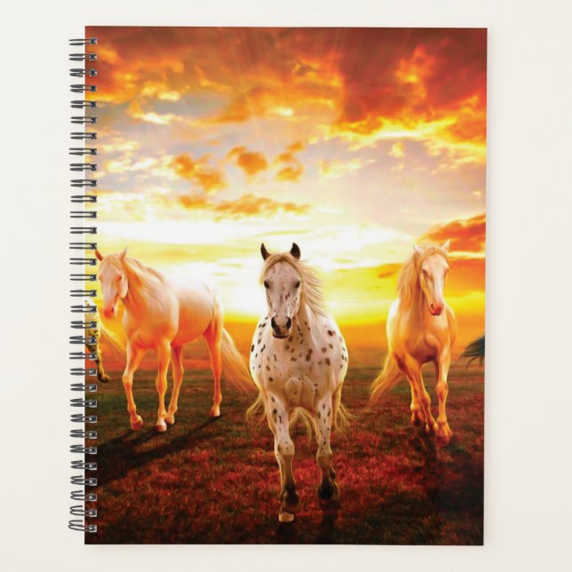 Horses at sunset throw pillow planner (Front)