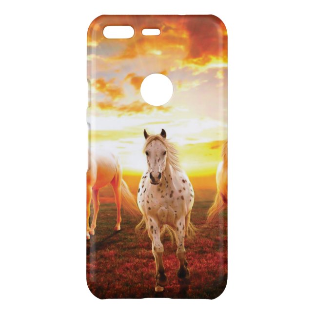 Horses at sunset throw pillow uncommon google pixel case (Back)