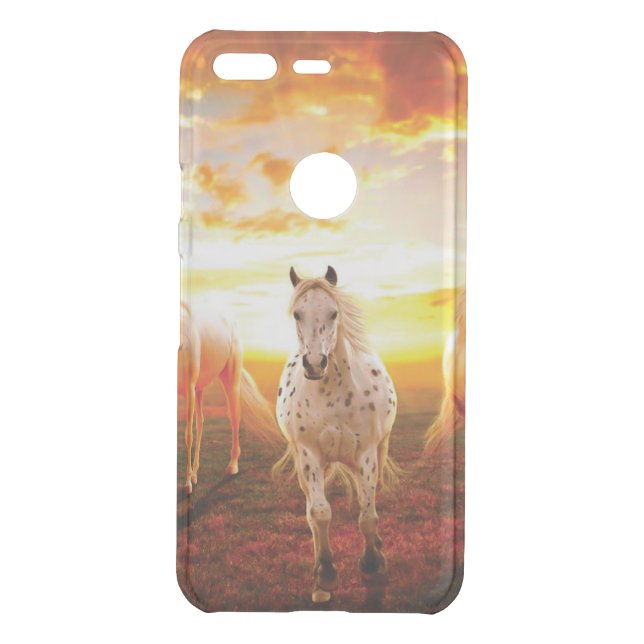 Horses at sunset throw pillow uncommon google pixel case (Back)