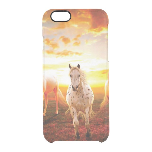 Horses at sunset throw pillow uncommon iPhone case (Back)