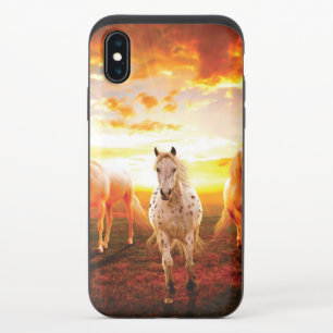 Horses at sunset throw pillow iPhone XS slider case
