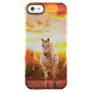 Horses at sunset throw pillow clear iPhone SE/5/5s case