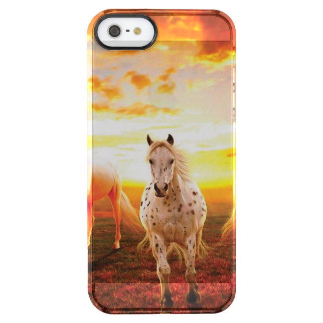 Horses at sunset throw pillow uncommon iPhone case (Back)