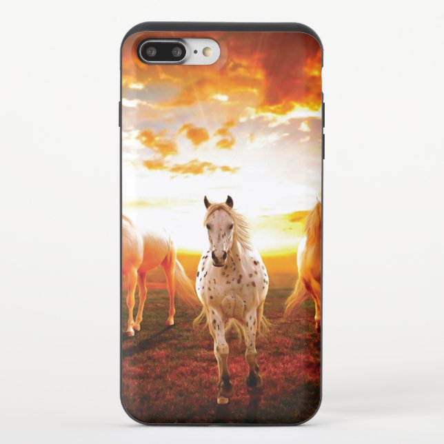 Horses at sunset throw pillow uncommon iPhone case (Back)