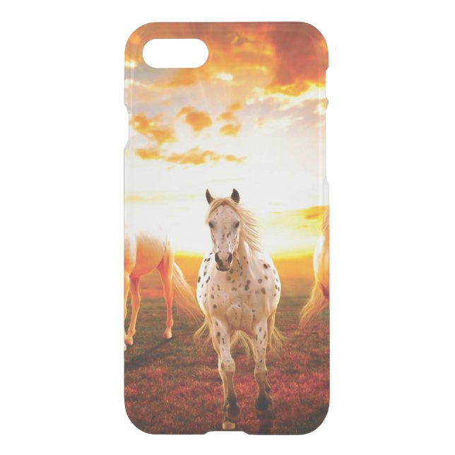 Horses at sunset throw pillow uncommon iPhone case (Back)