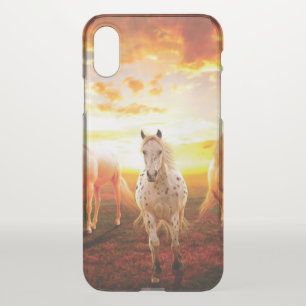 Horses at sunset throw pillow iPhone x case