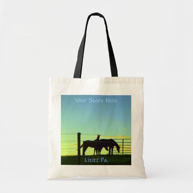 Horses at Sunset,  Tote. Add Your Store Name Tote Bag (Front)