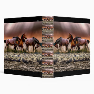 Horses at the beach 3 ring binder