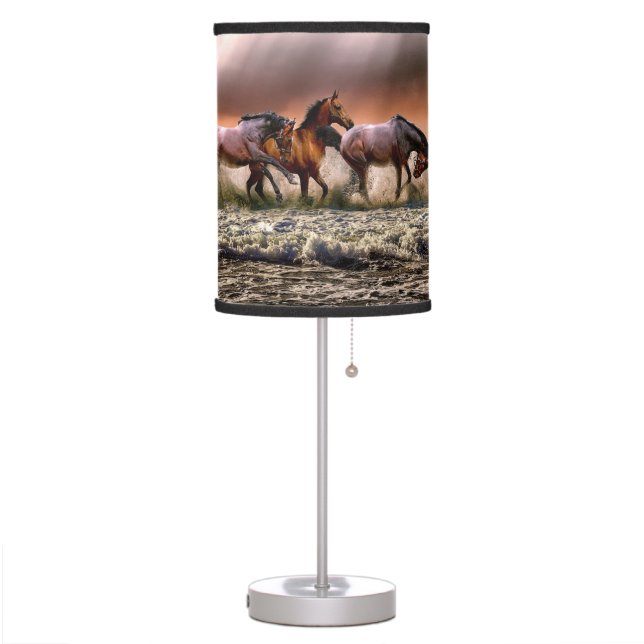 Horses at the beach table lamp (Left)