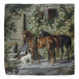 Horses at the Porch (by Albrecht Adam) Bandana