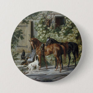 Horses at the Porch (by Albrecht Adam) Button