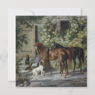 Horses at the Porch (by Albrecht Adam) Card
