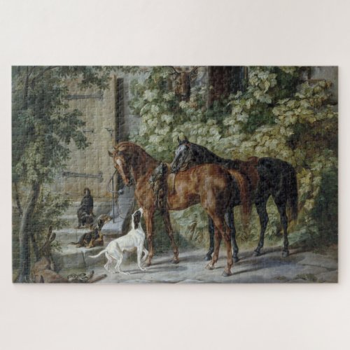 Horses at the Porch by Albrecht Adam Jigsaw Puzzle