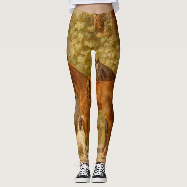 Horses At The Porch By Albrecht Adam Leggings (Front)