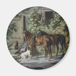 Horses at the Porch (by Albrecht Adam) Magnet