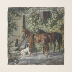 Horses at the Porch (by Albrecht Adam) Scarf