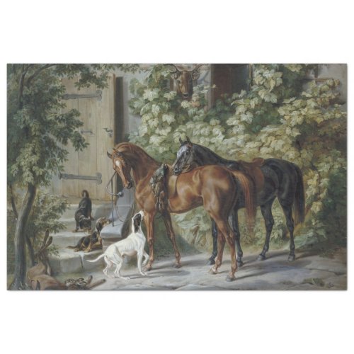 Horses at the Porch by Albrecht Adam Tissue Paper