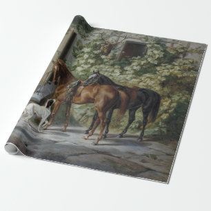 Horses at the Porch (by Albrecht Adam) Wrapping Paper