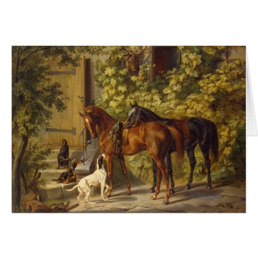 Horses at the Porch Cards (Front Horizontal)