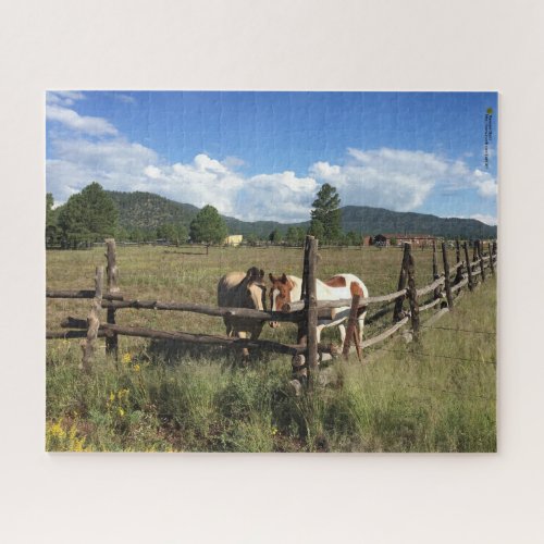 Horses At The Split Rail Fence Photograph Jigsaw Puzzle