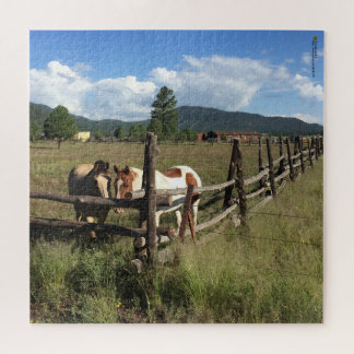 Horses At The Split Rail Fence Photograph Jigsaw Puzzle