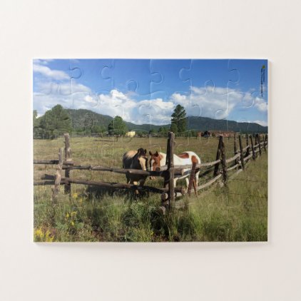 Horses At The Split Rail Fence Photograph Jigsaw Puzzle