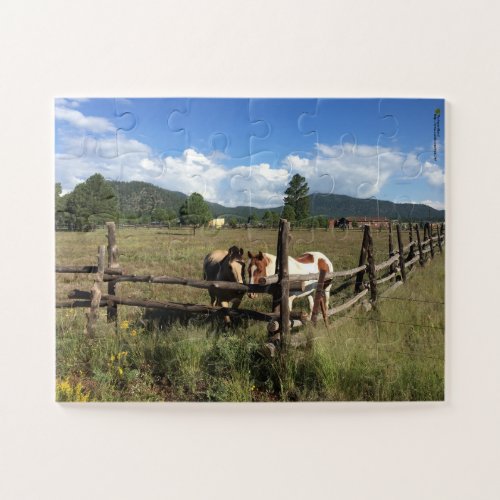 Horses At The Split Rail Fence Photograph Jigsaw Puzzle