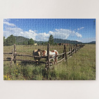 Horses At The Split Rail Fence Photograph Jigsaw Puzzle