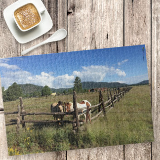 Horses At The Split Rail Fence Photograph Jigsaw Puzzle
