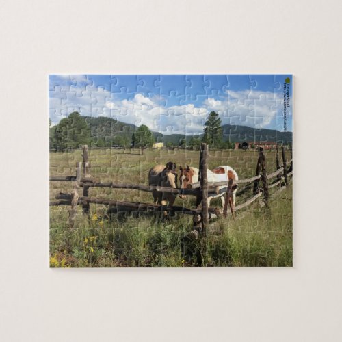 Horses At The Split Rail Fence Photograph Jigsaw Puzzle