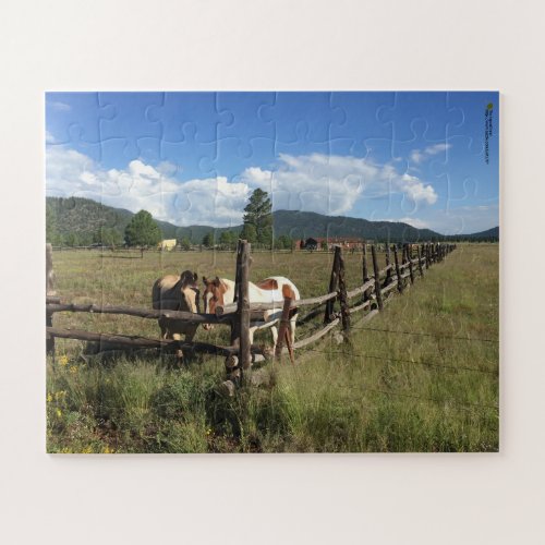 Horses At The Split Rail Fence Photograph Jigsaw Puzzle