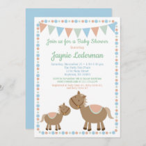 Horses Baby Shower Invitation Country Boy Blue