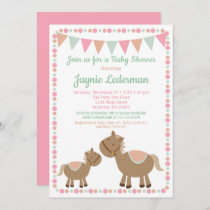 Horses Baby Shower Invitation Country Girl Pink