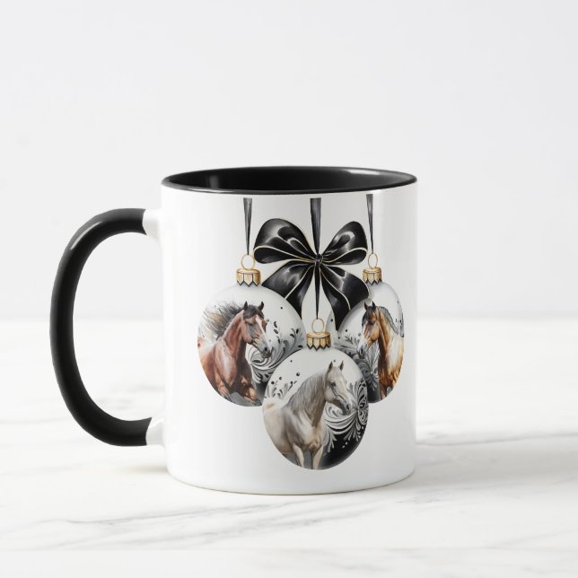 Horses black and gold Christmas Mug (Left)