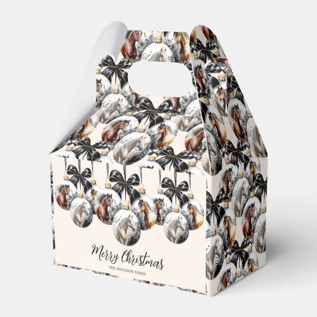 Horses black and gold Christmas quote Favor Boxes (Front Side)