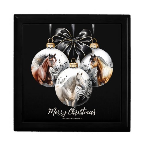 Horses black and gold Christmas quote Gift Box