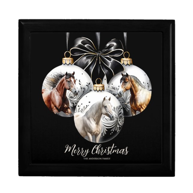 Horses black and gold Christmas quote Gift Box (Front)