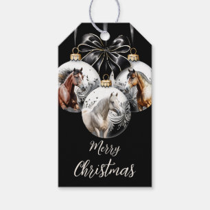 Horses black and gold Christmas quote Gift Tags