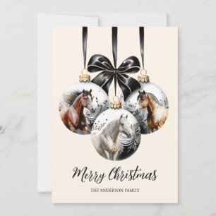 Horses black and gold Christmas quote Holiday Card
