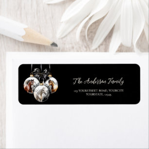 Horses black and gold Christmas quote Label