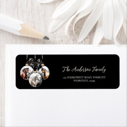Horses black and gold Christmas quote Label