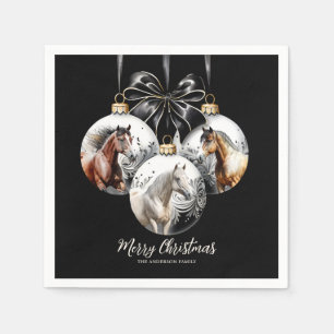 Horses black and gold Christmas quote Napkins