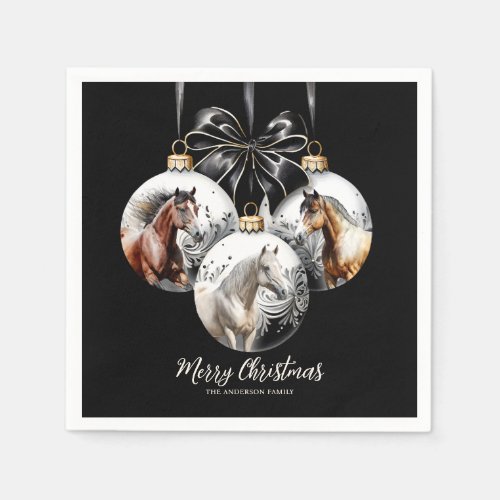 Horses black and gold Christmas quote Napkins