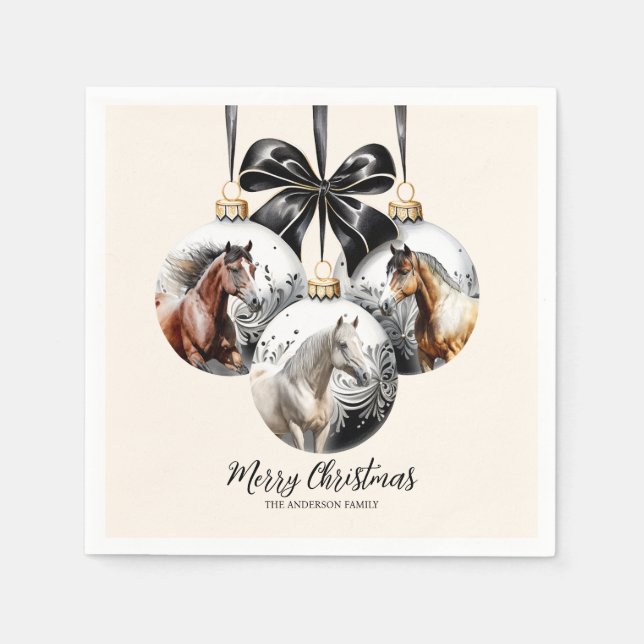 Horses black and gold Christmas quote Napkins (Front)