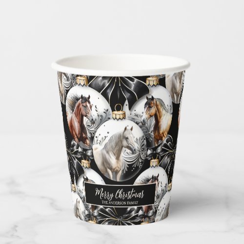 Horses black and gold Christmas quote Paper Cups