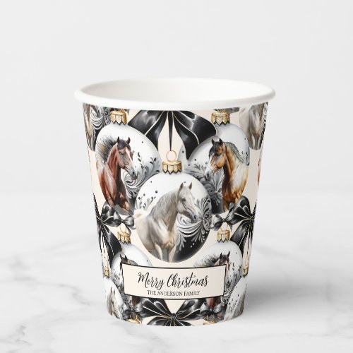 Horses black and gold Christmas quote Paper Cups